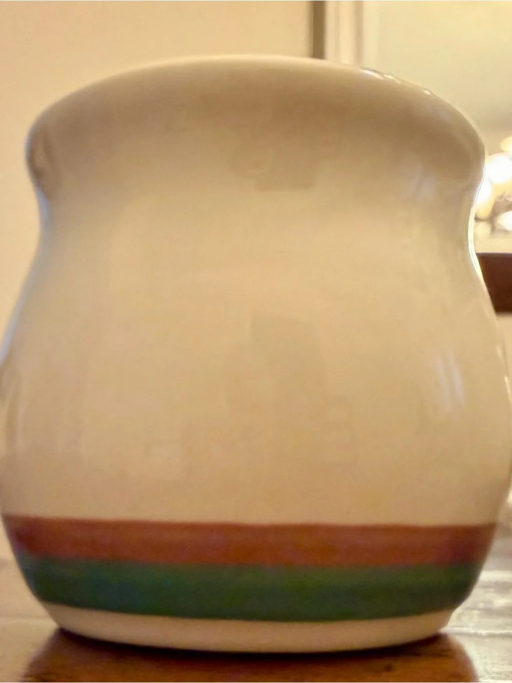 Pfaltzgraff Vintage Stoneware Juniper Burgundy Green Band Salt & Pepper Shakers